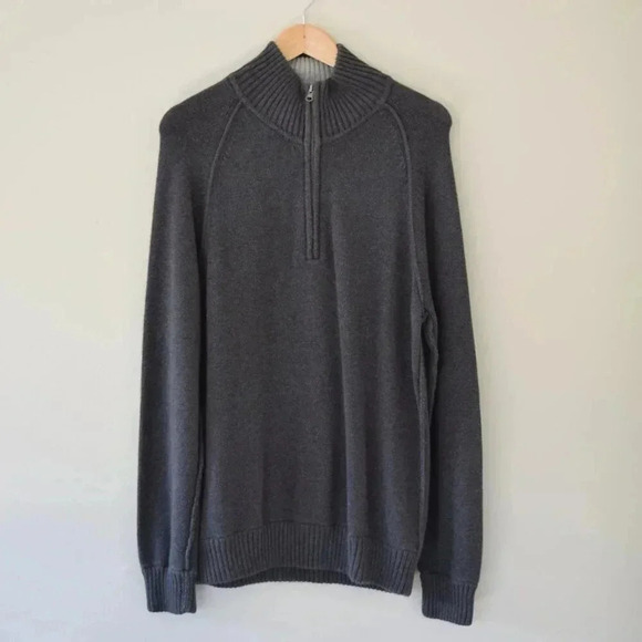 AEROPOSTALE Mens Half Zip Knitted 100% Cotton Pullover Sweater In Grey Size L - Picture 1 of 4